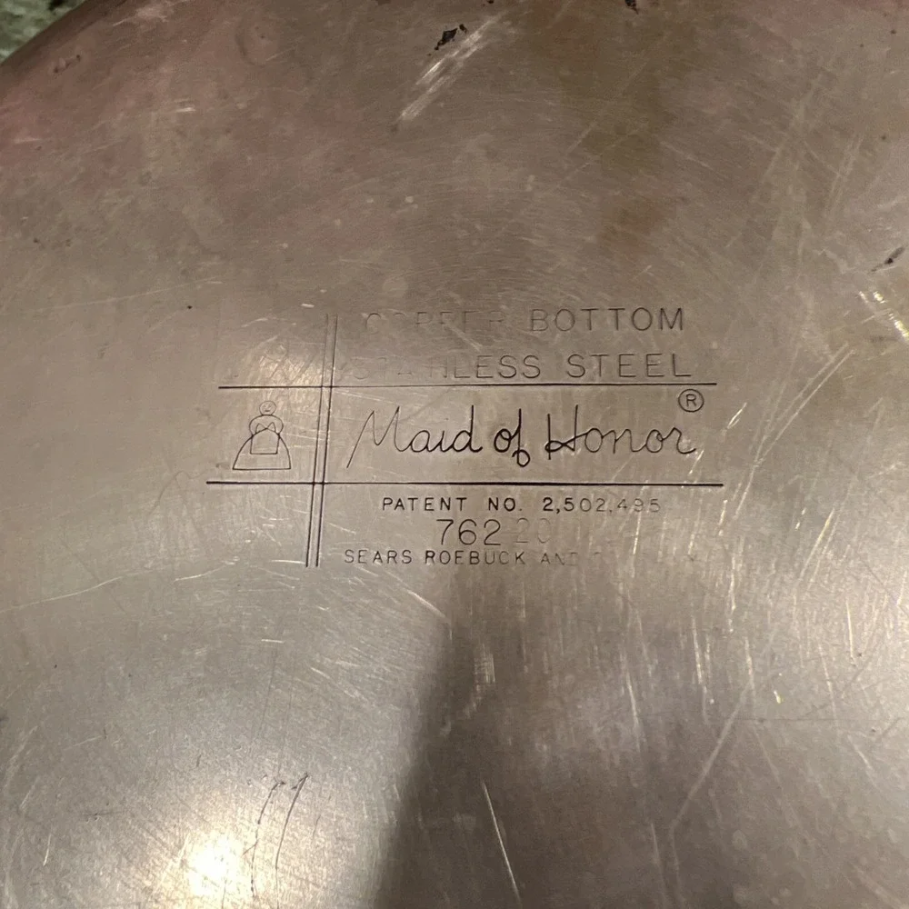 Vintage Sears Maid Of Honor Copper Bottom 2‎ Quart Pan No Lid